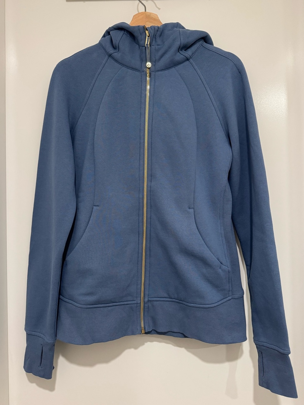 Lululemon Blue Full Zip Hoodie Jacket Gold Hardware Size 10